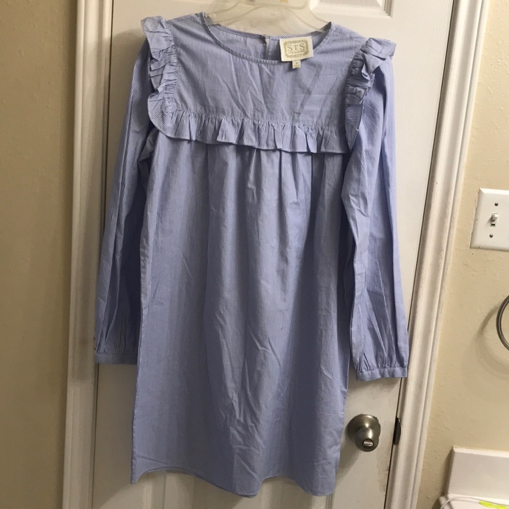 STS-Sail To Sable long sleeve 100% cotton blue and white striped dress. EUC